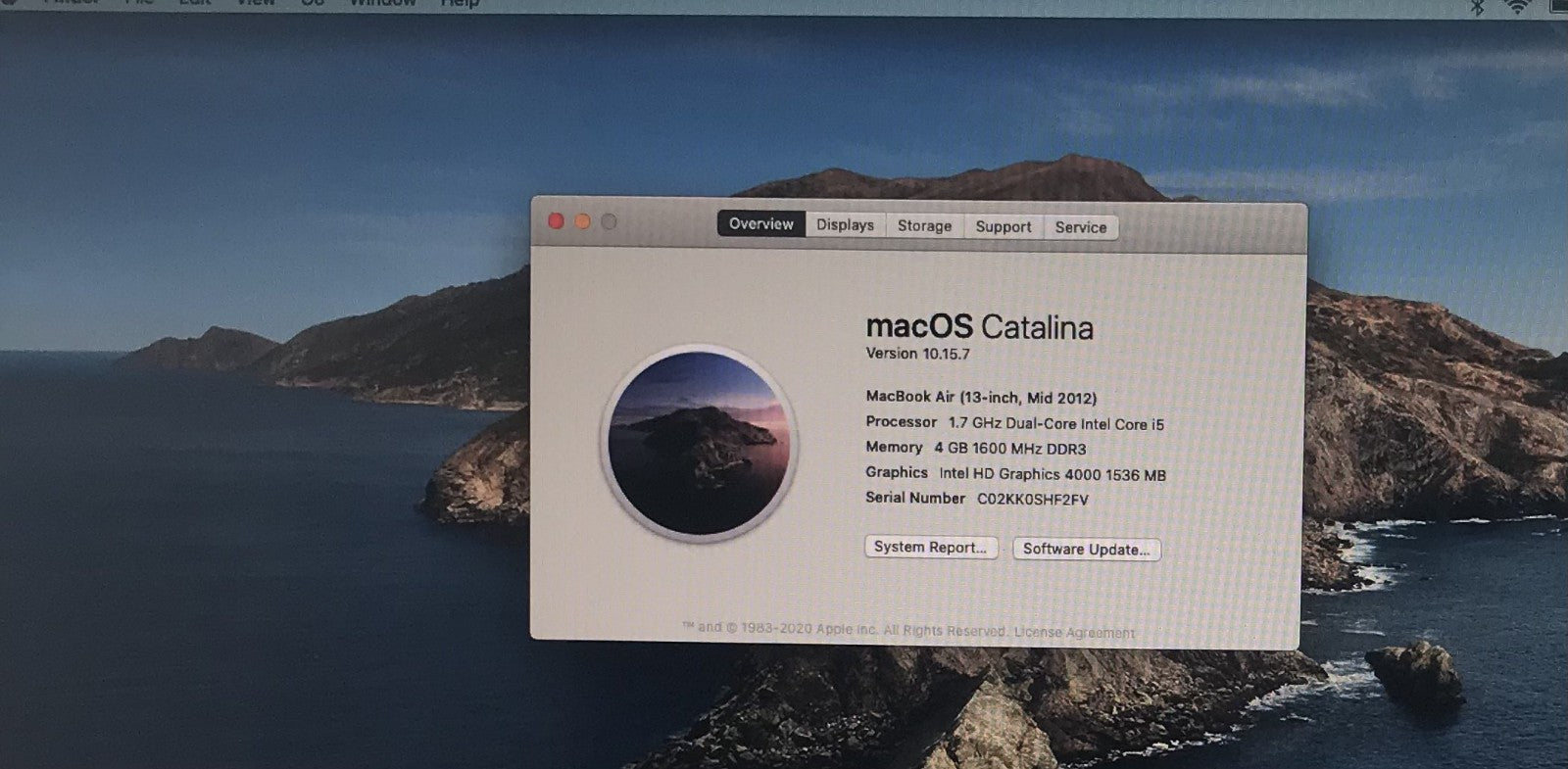 Apple MacBook Air A1466 2012 i5-3427U @ 1.70GHz 4GB 64GB/128GB SSD Catalina